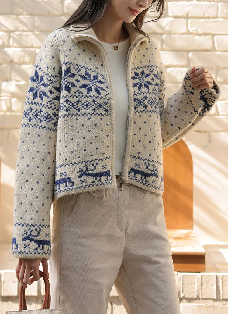 ノルディック柄ジップアップカーディガン | レディースファッション  