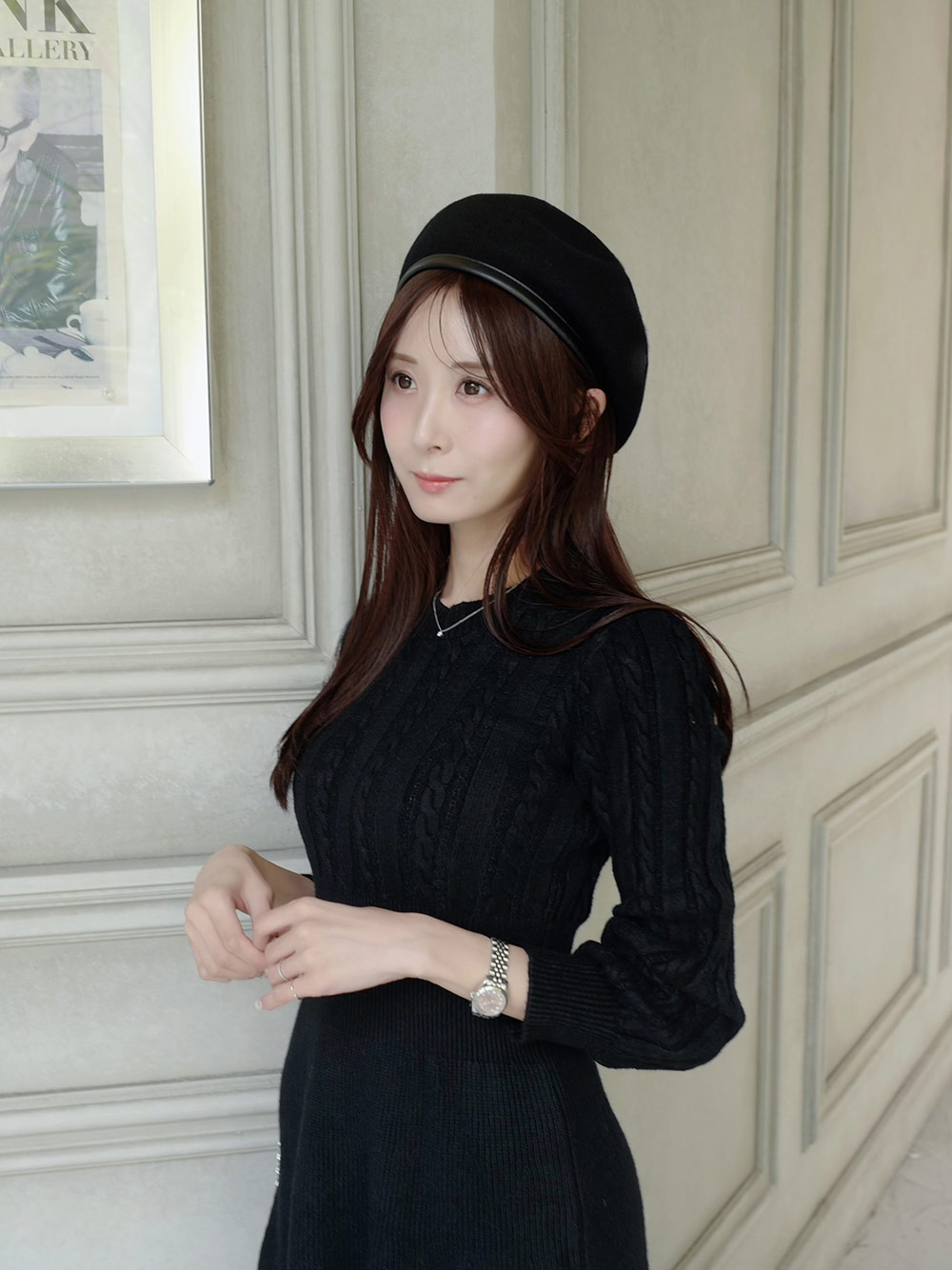 ★KAREN MILLEN★ ミリタリー ケーブルニット ミディワンピース ☆KAREN MILLEN☆ ミリタリー ケーブルニット ミディワンピース
