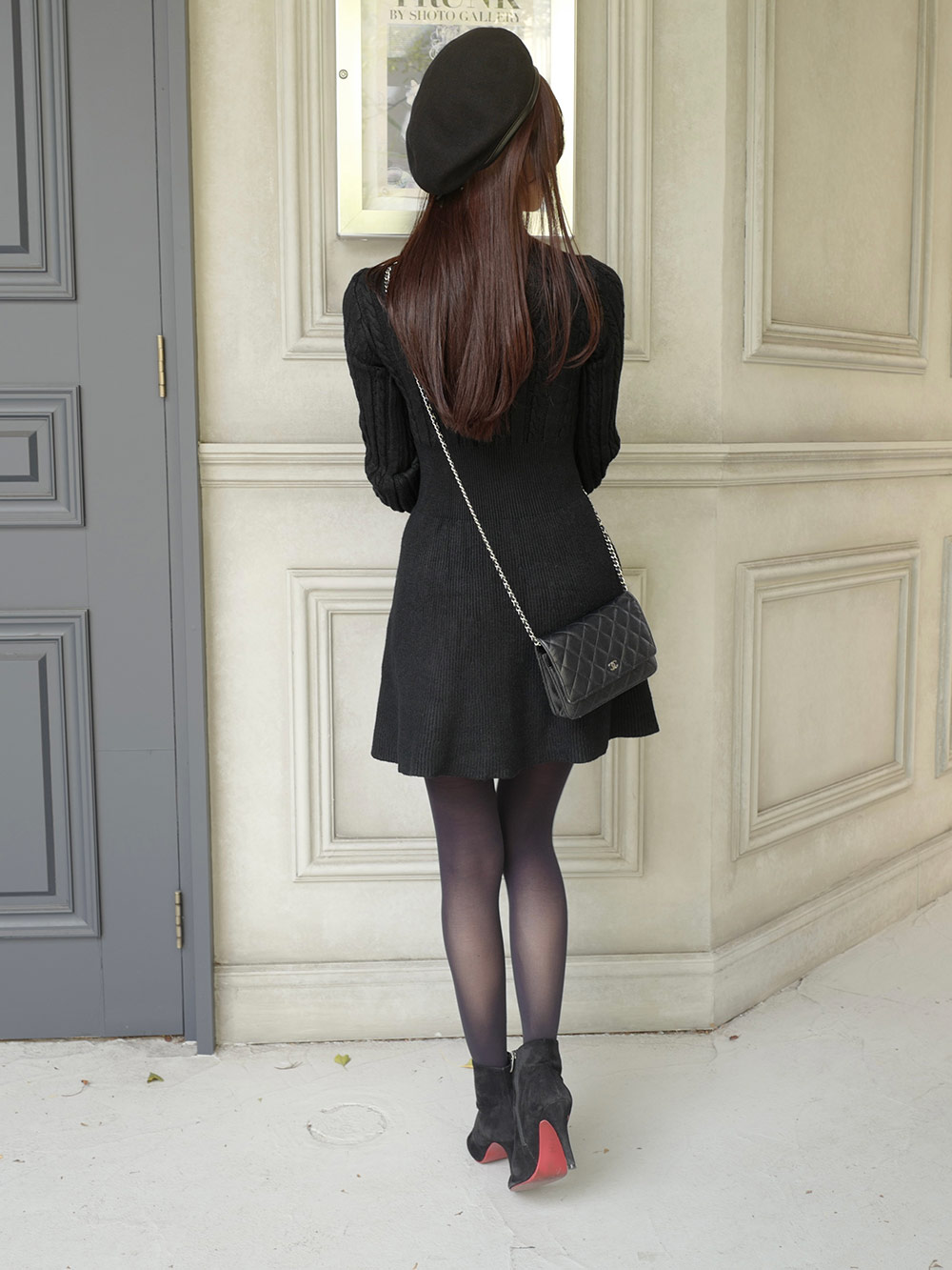 【美品】サカイ バックレース 切替ワンピース ケーブル ニット ウール 黒 ケーブルニットワンピース | レディースファッション通販 - DHOLIC