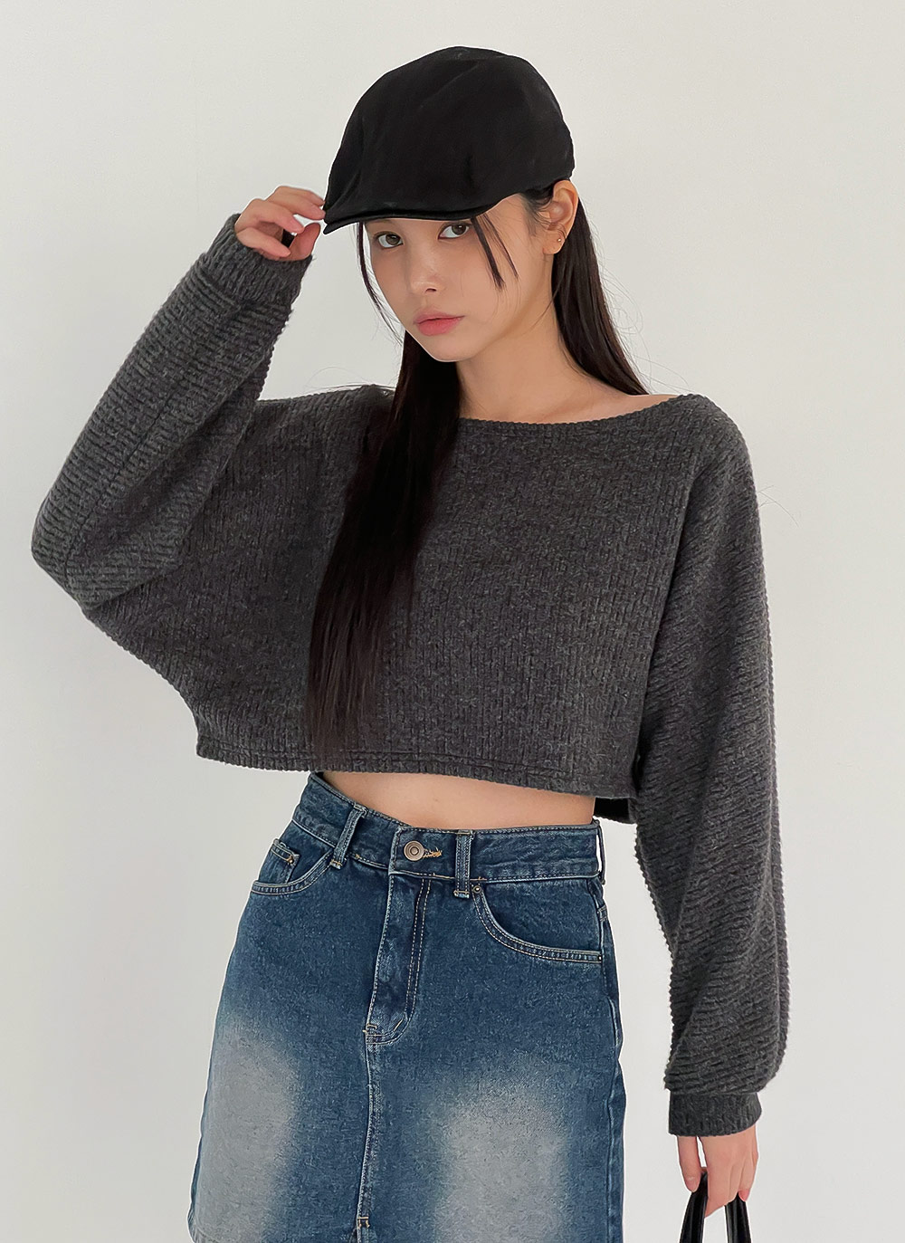 裏起毛スリットデニムミニスカート | DHOLIC | 詳細画像5
