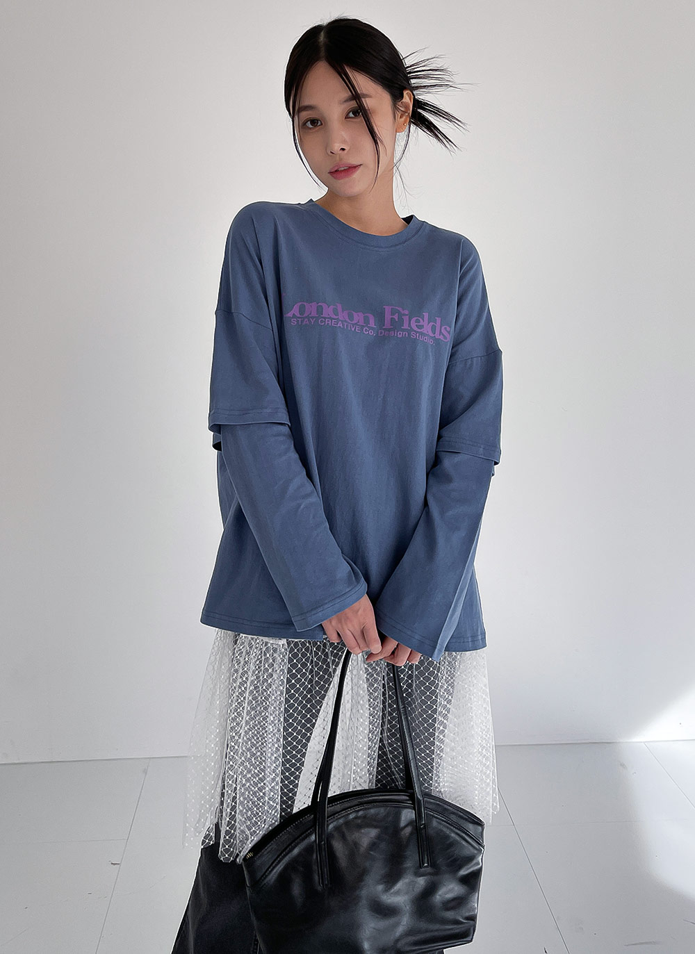 レイヤード風レタリングボクシーTシャツ | DHOLIC | 詳細画像3