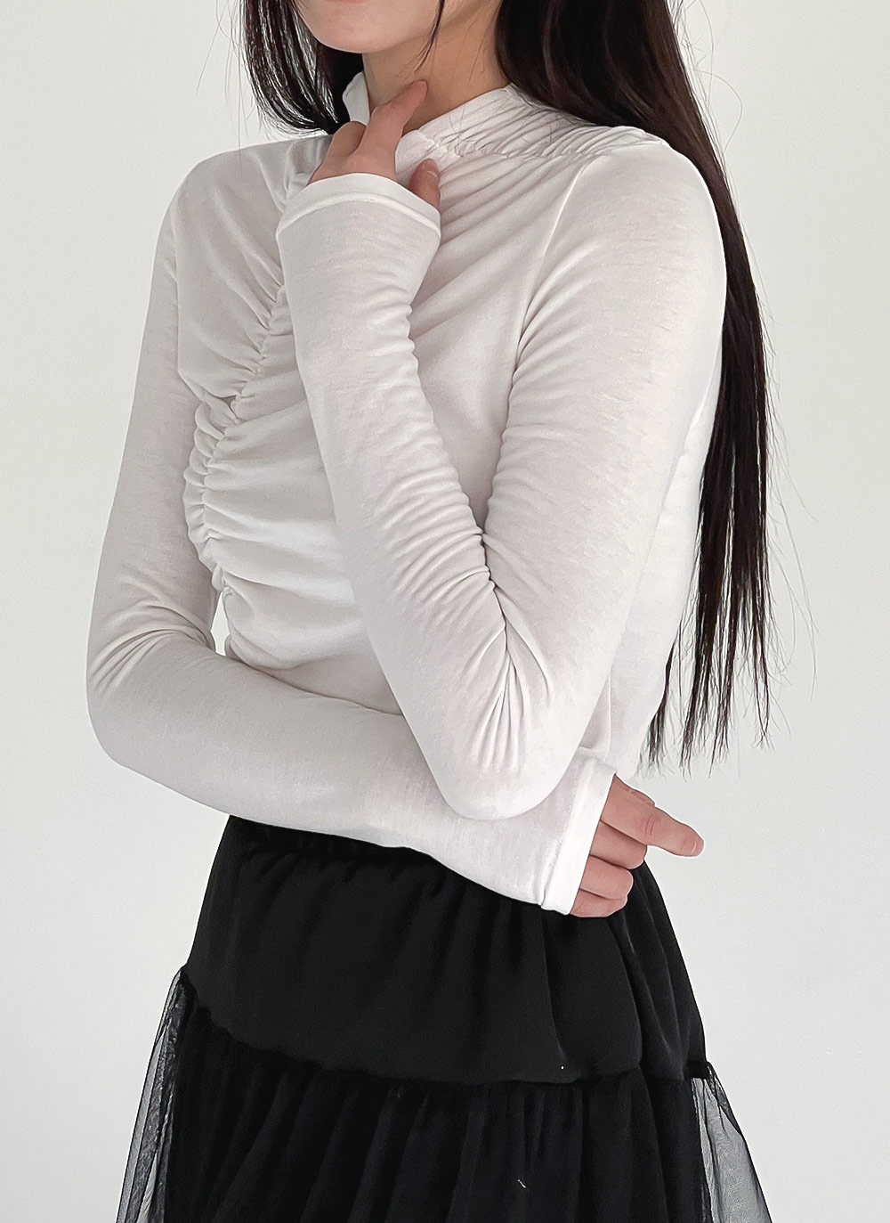 両起毛シャーリングハーフネックTシャツ | DHOLIC | 詳細画像5