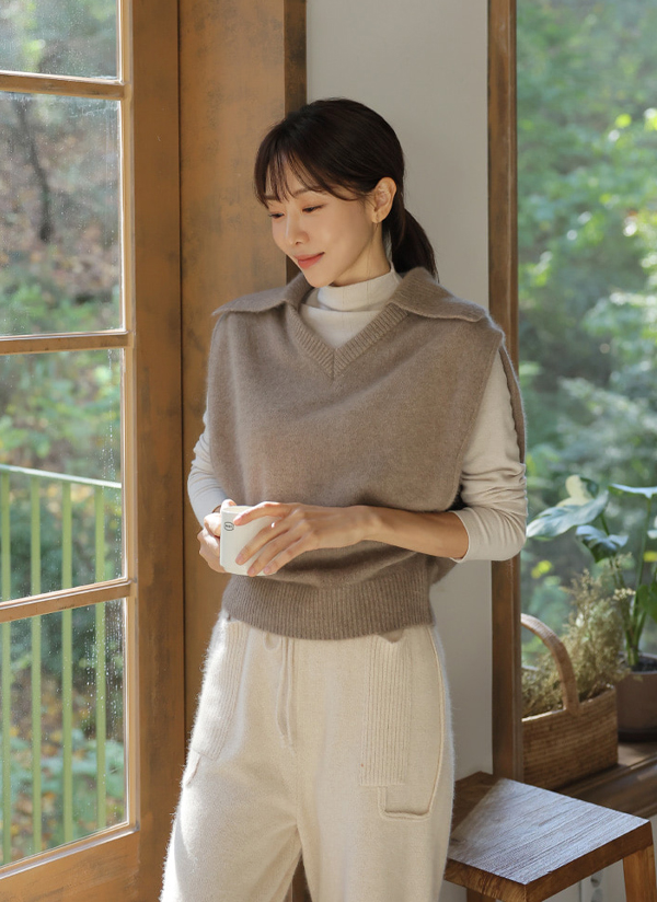 chocolat_m様【新品未使用】カオスブルーフォックススキッパーニットベスト フォックスファー混スキッパーニットベスト | レディースファッション