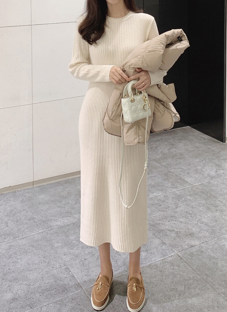 ラウンドリブニットワンピース | レディースファッション通販 - DHOLIC