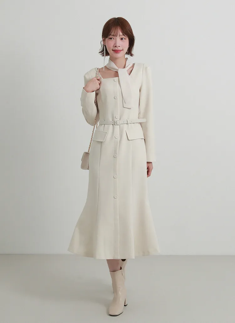 ベルト付スカーフマーメイドワンピース | DHOLIC | 詳細画像1