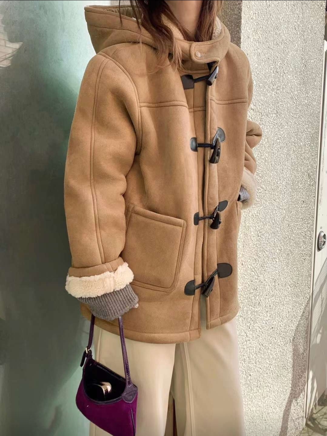 トグルボタンフードムートン風コート | 詳細画像7