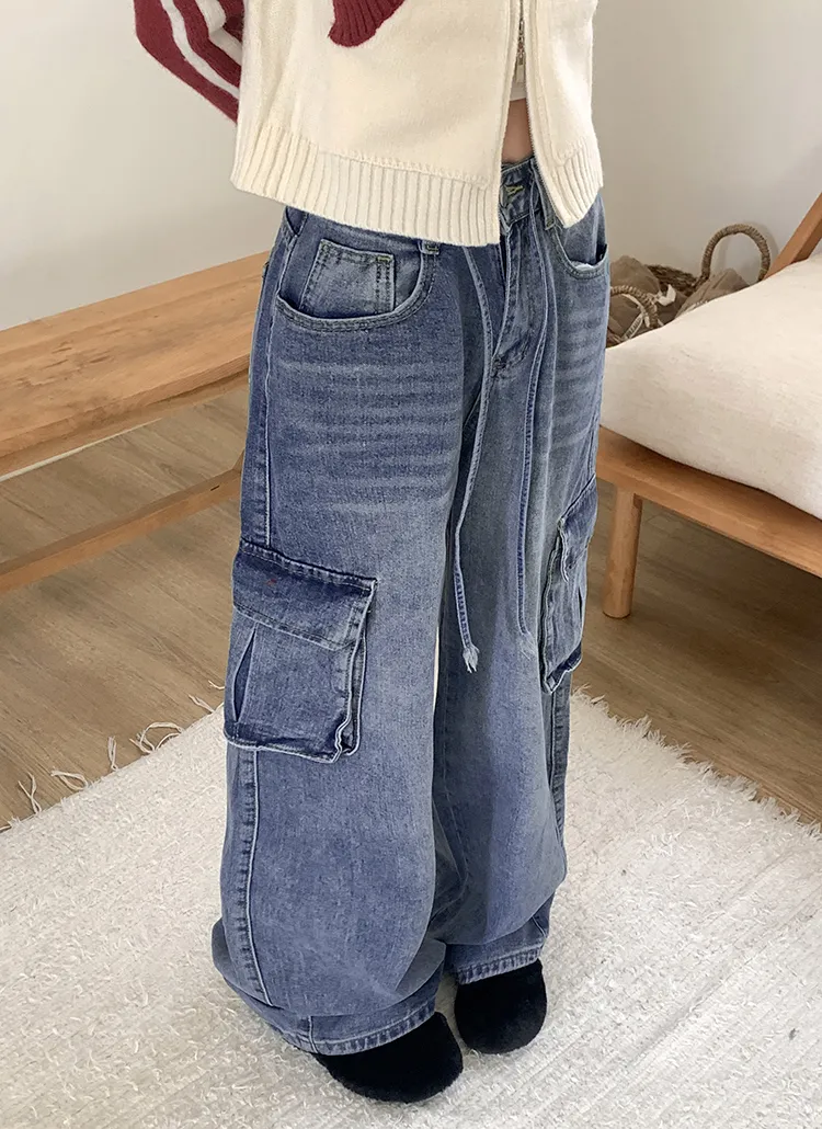 ストラップカーゴワイドデニムパンツ | WONDERWONDER | 詳細画像1