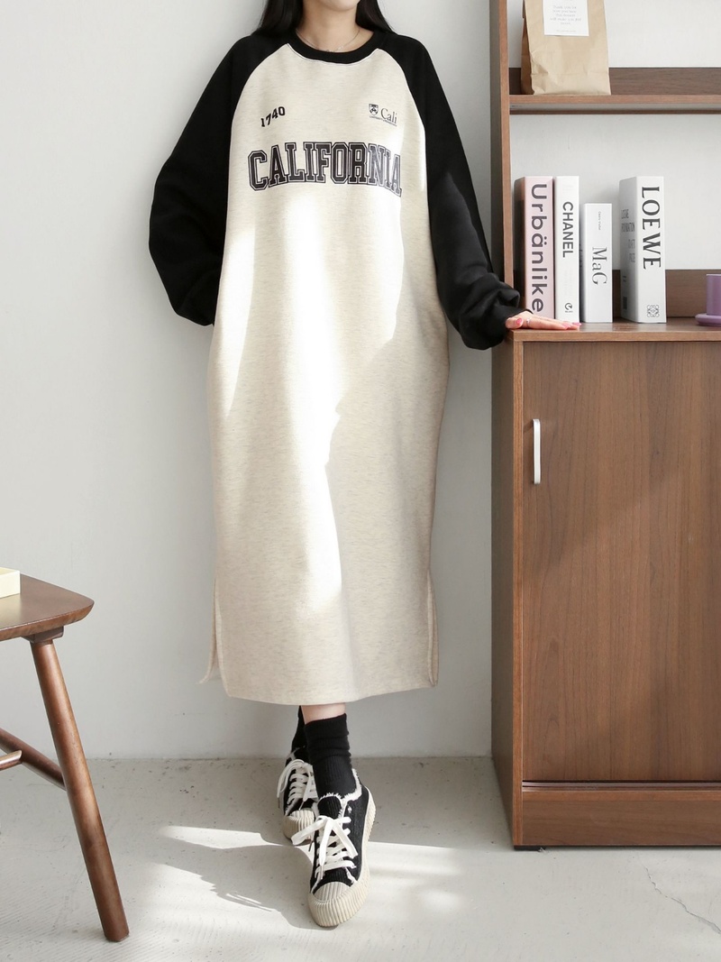 裏起毛CALIFORNIA配色ラグランスウェットワンピース | 詳細画像8