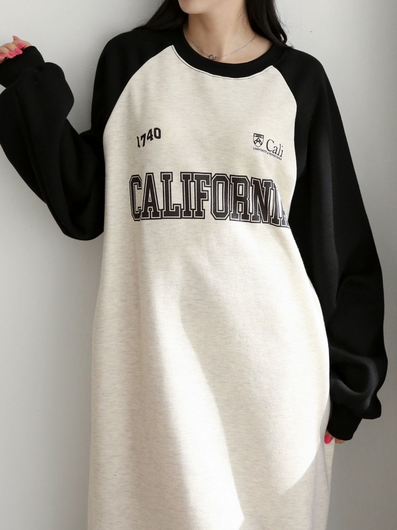 裏起毛CALIFORNIA配色ラグランスウェットワンピース | 詳細画像11