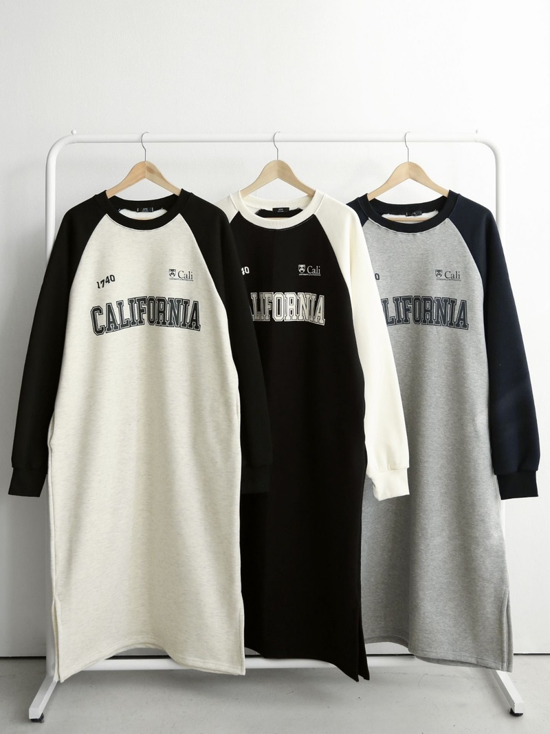 裏起毛CALIFORNIA配色ラグランスウェットワンピース | 詳細画像13