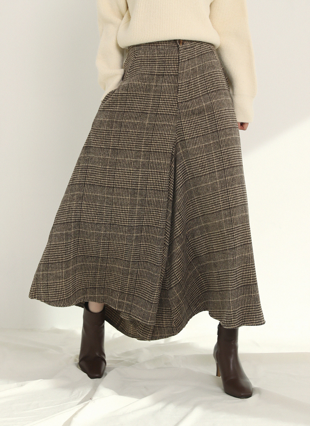 起毛チェックワイドフレアパンツ | DHOLIC | 詳細画像2