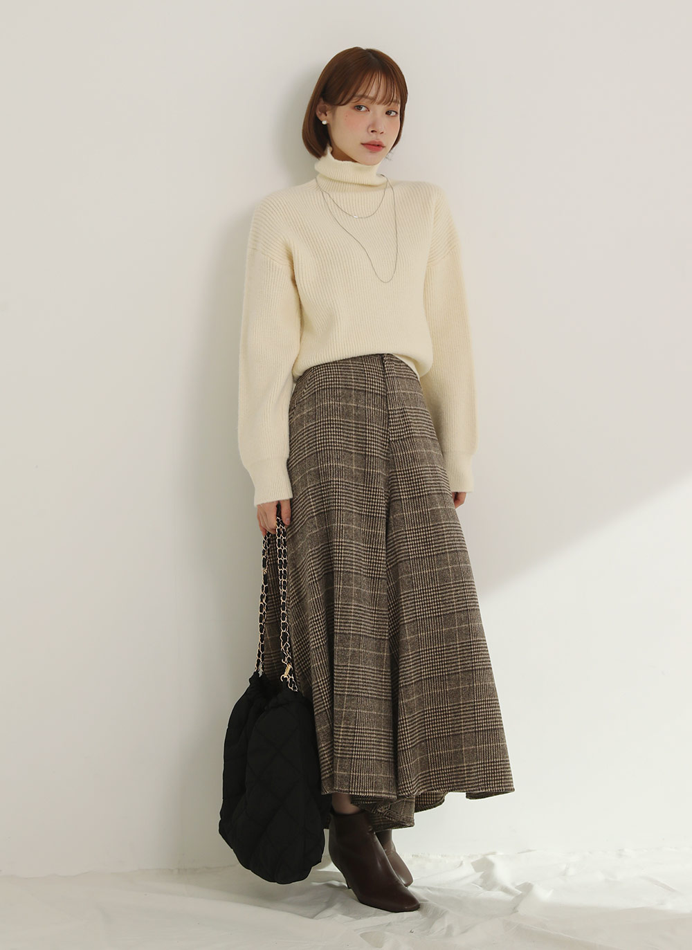 起毛チェックワイドフレアパンツ | DHOLIC | 詳細画像4