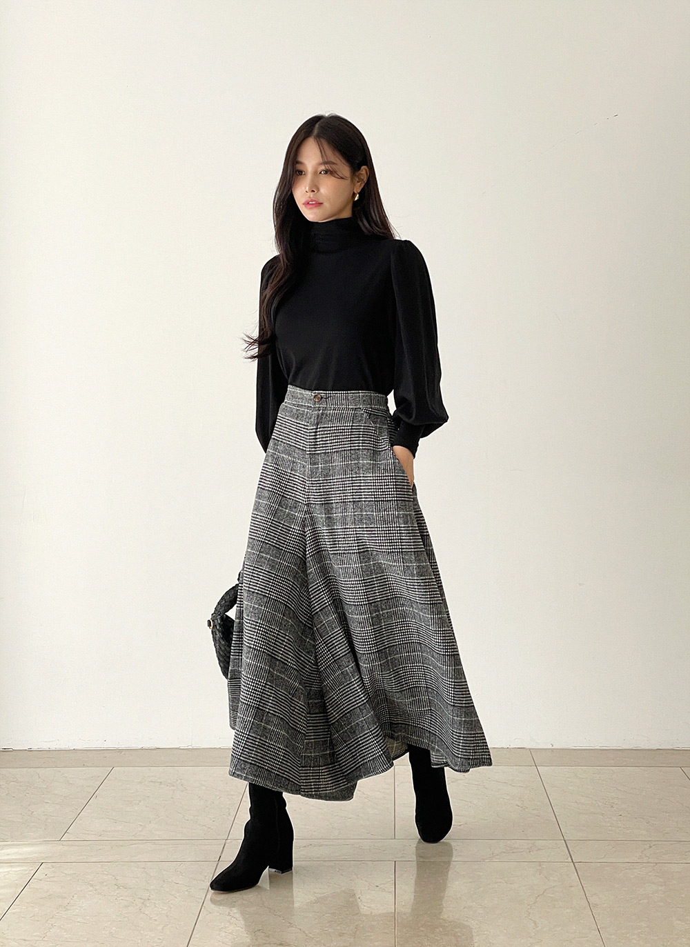 起毛チェックワイドフレアパンツ | DHOLIC | 詳細画像3