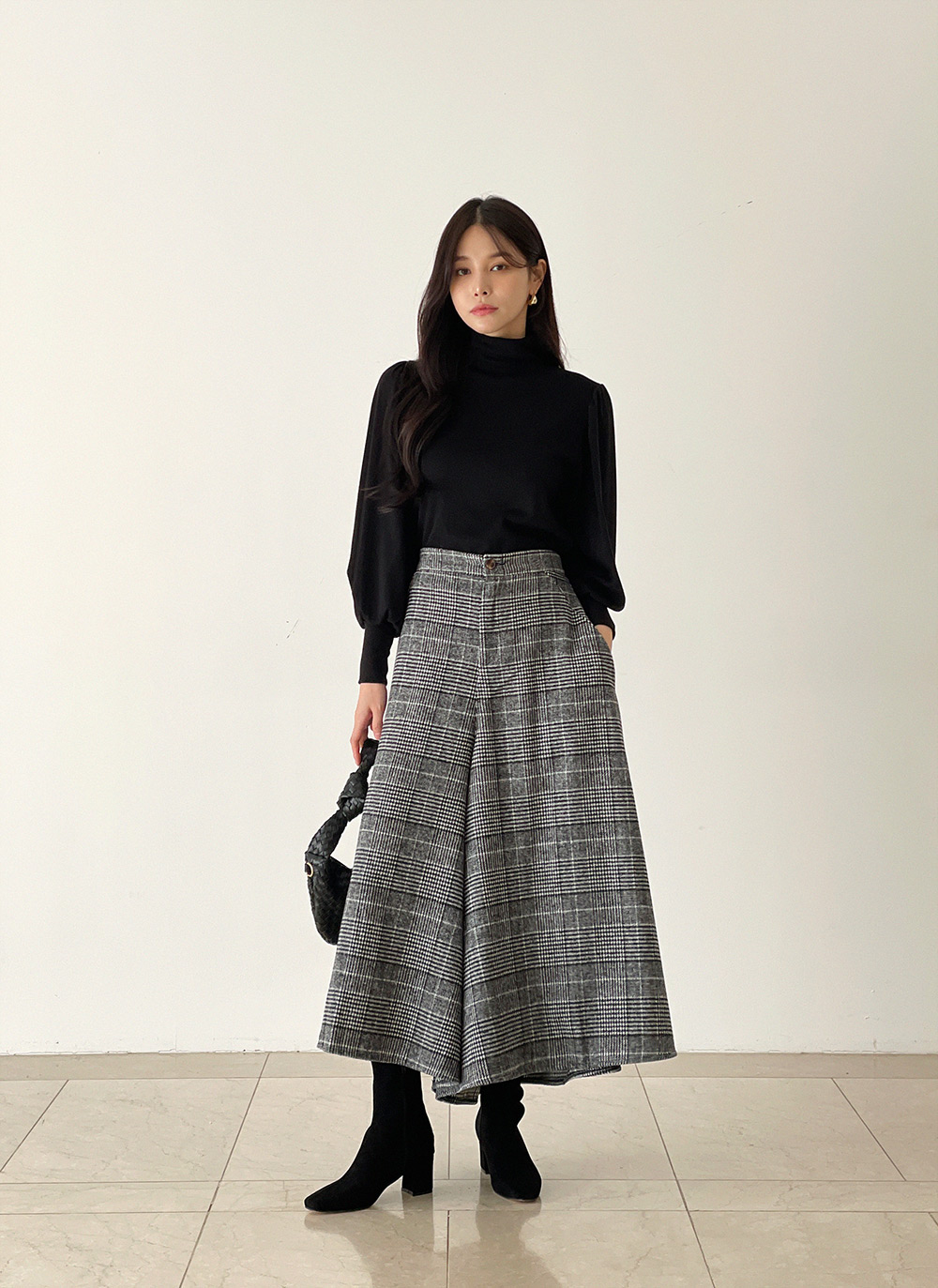 起毛チェックワイドフレアパンツ | DHOLIC | 詳細画像12