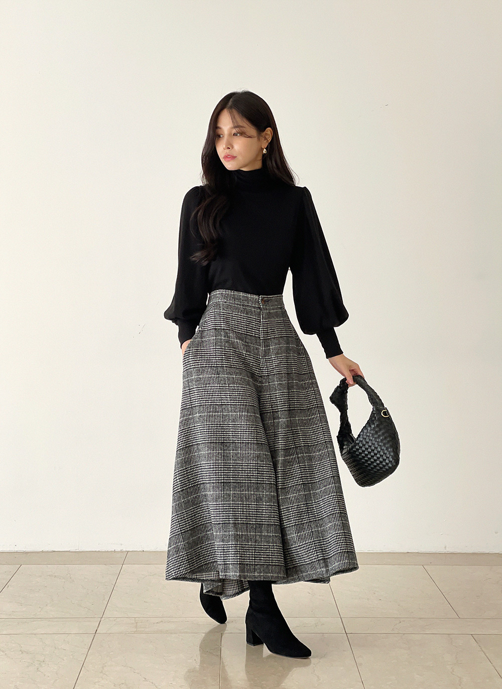 起毛チェックワイドフレアパンツ | DHOLIC | 詳細画像13