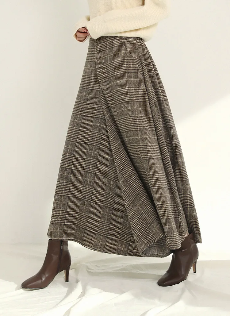 起毛チェックワイドフレアパンツ | DHOLIC | 詳細画像1