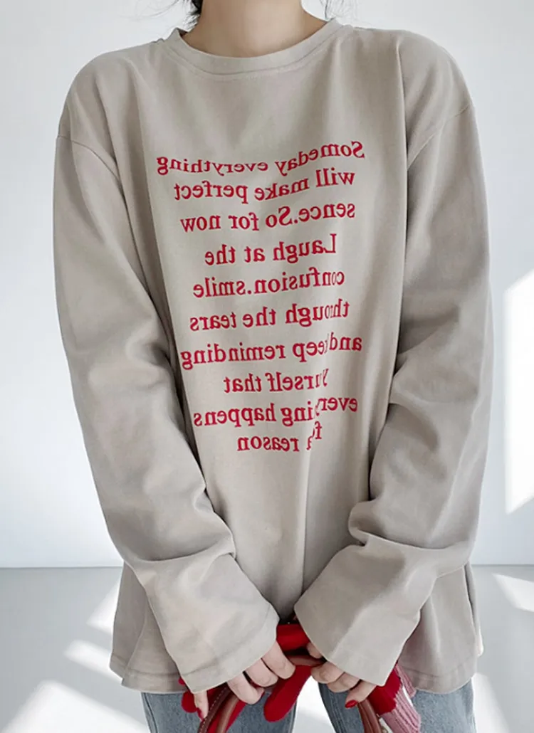 英字メッセージ長袖Tシャツ | greyraise | 詳細画像1