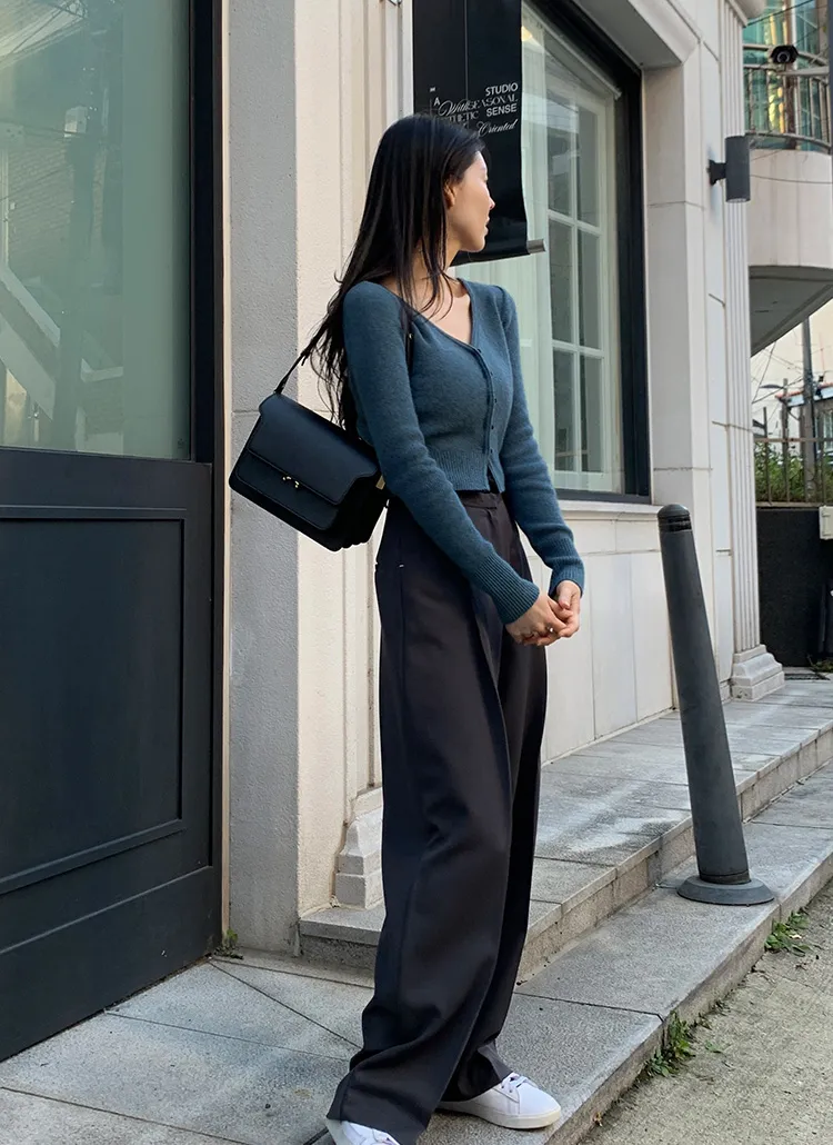 ステッチポイントスラックスパンツ(フランネルチャコール  