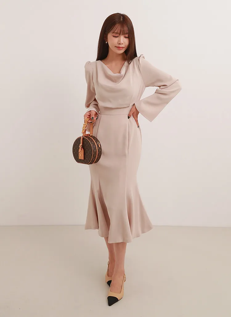 ベルスリーブリボンマーメイドワンピース | DHOLIC | 詳細画像1