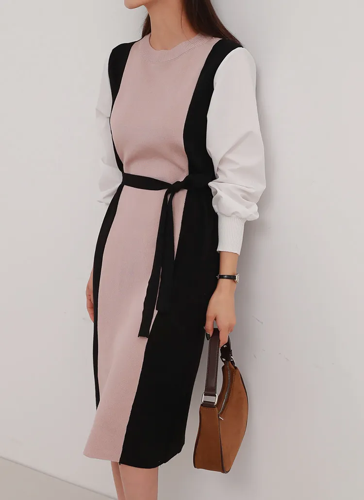 ストラップ付配色ドッキングワンピース | DHOLIC | 詳細画像1