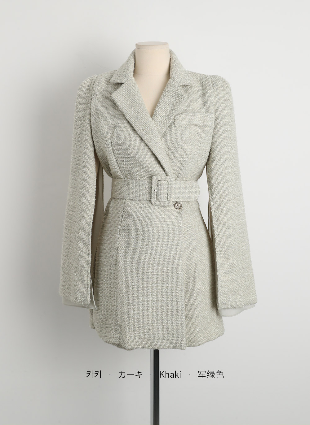 ベルト付ウール混ツイードラップオールインワン | DHOLIC | 詳細画像16