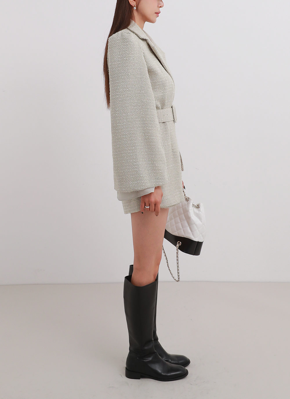 ベルト付ウール混ツイードラップオールインワン | DHOLIC | 詳細画像13