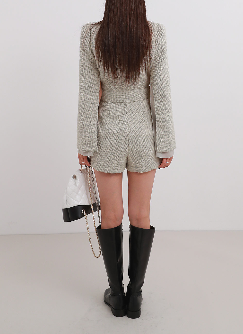 ベルト付ウール混ツイードラップオールインワン | DHOLIC | 詳細画像14