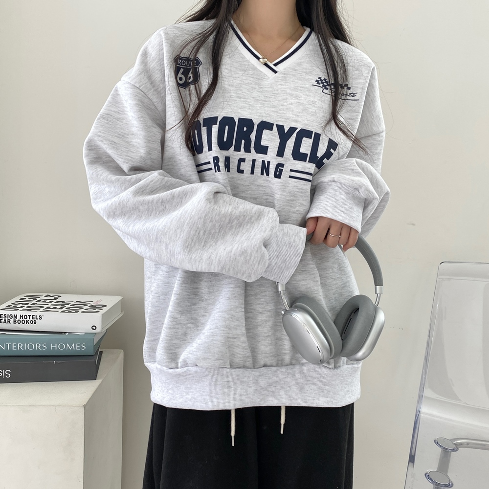 裏起毛Vネックレタリングスウェット | 詳細画像3