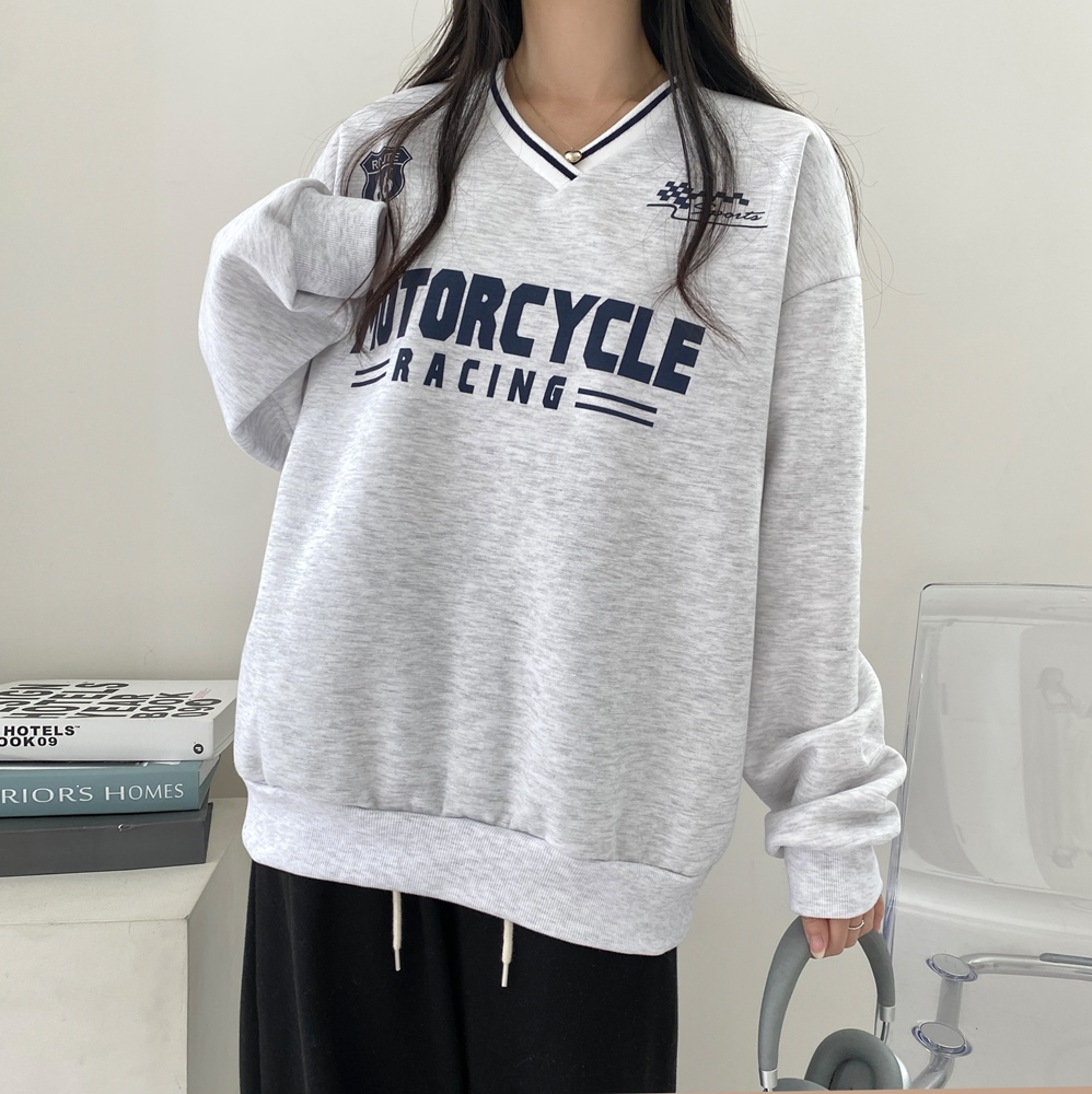 裏起毛Vネックレタリングスウェット | 詳細画像4