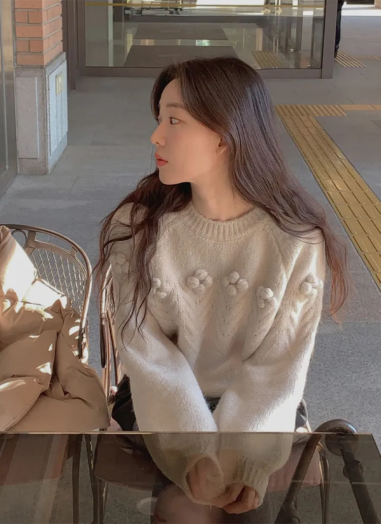 ボンボンフラワーニット | レディースファッション通販 - DHOLIC 