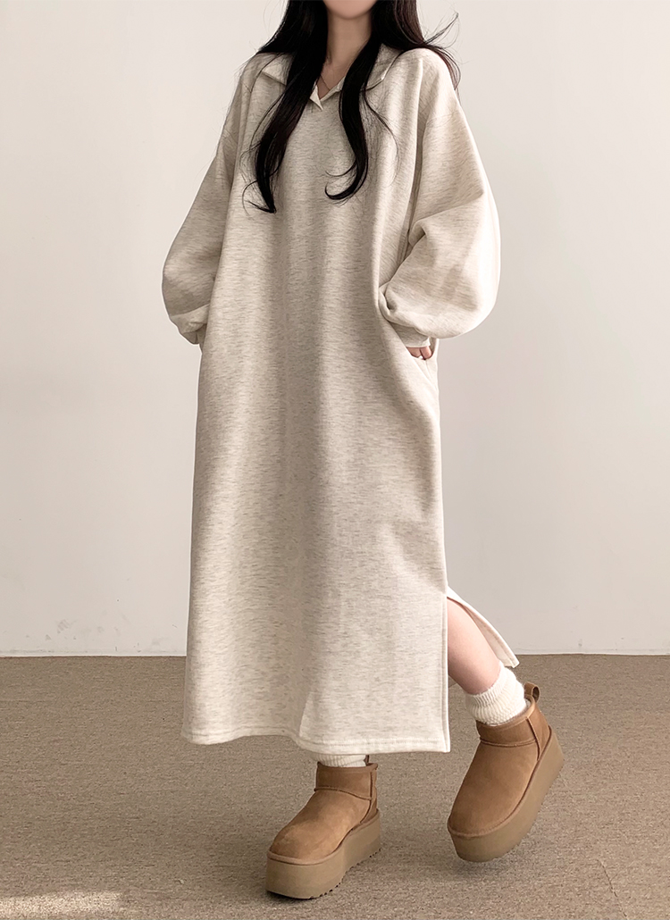 裏起毛カラーネックワンピース | レディースファッション通販 - DHOLIC