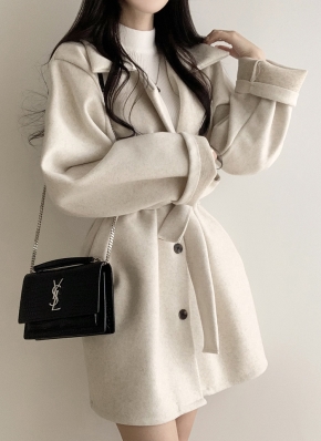 DHOLIC♡ハイネックブークオーバーコート♡クリームカラー シルバーボタンハイネックコート・全3色 | レディース