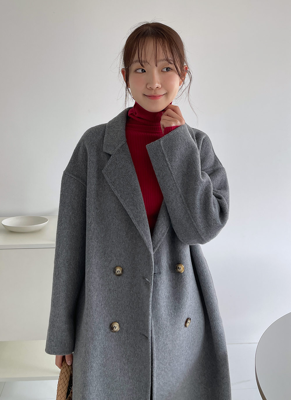 ウール混ハンドメイドダブルロングコート | DHOLIC | 詳細画像6