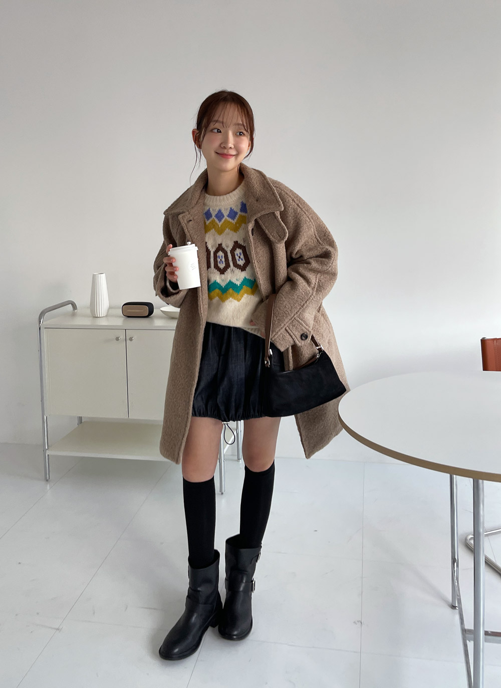 ストラップ付キルト裏地2WAYウール混ブークレコート | DHOLIC | 詳細画像18