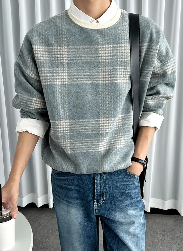 チェックルーズウール混スウェット | 詳細画像1