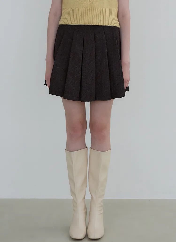 ヘリンボーンプリーツスカート(BROWN) | 詳細画像1
