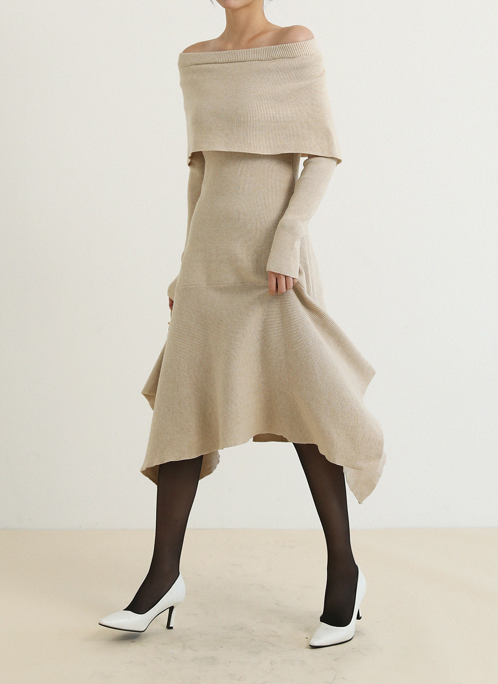 2WAYケープラッフルニットワンピース | DHOLIC | 詳細画像3