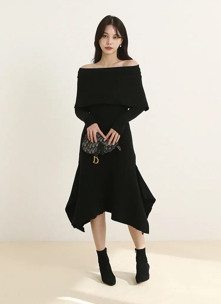 2WAYケープラッフルニットワンピース | DHOLIC | 詳細画像1