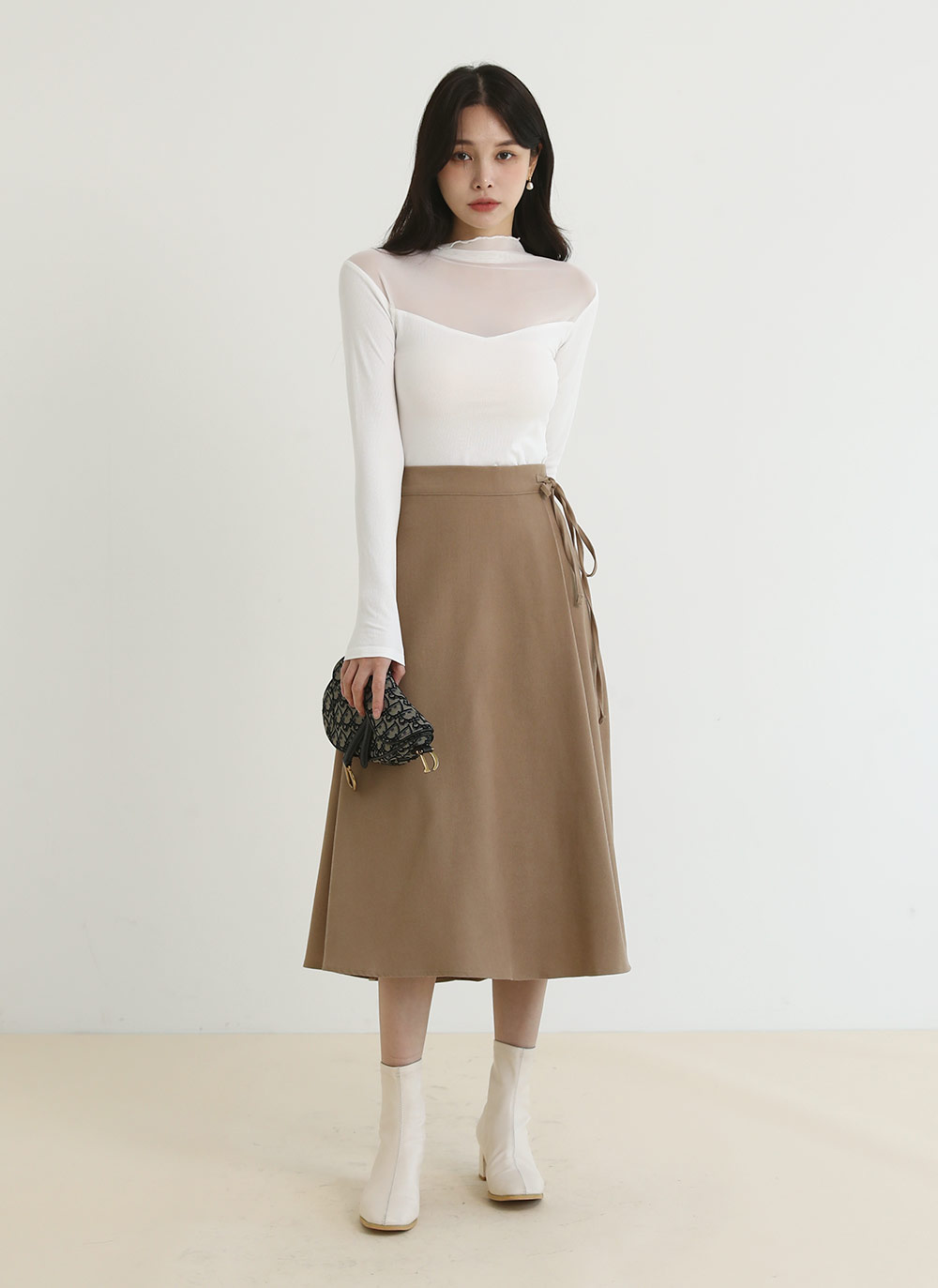 シースルーパネルハーフネックTシャツ | DHOLIC | 詳細画像5