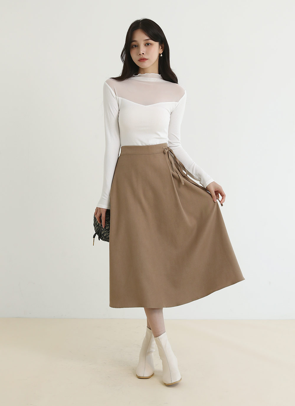 シースルーパネルハーフネックTシャツ | DHOLIC | 詳細画像10