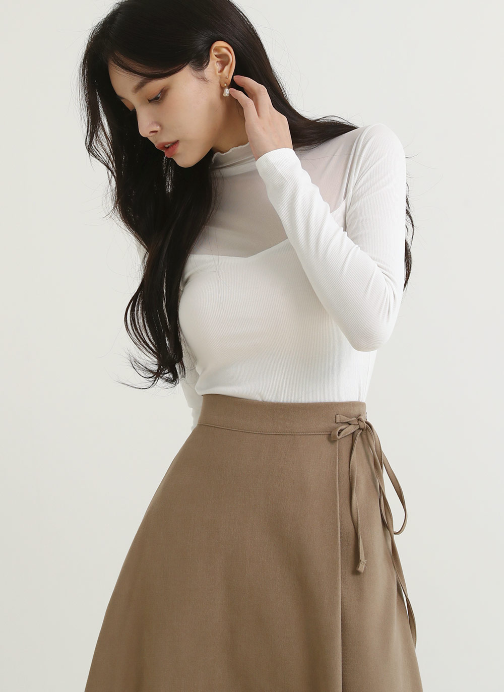 シースルーパネルハーフネックTシャツ | DHOLIC | 詳細画像11