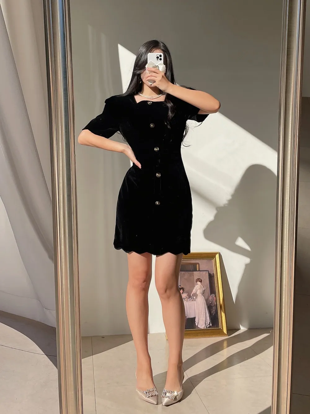 スクエアベロアミニワンピース | レディースファッション通販 - DHOLIC