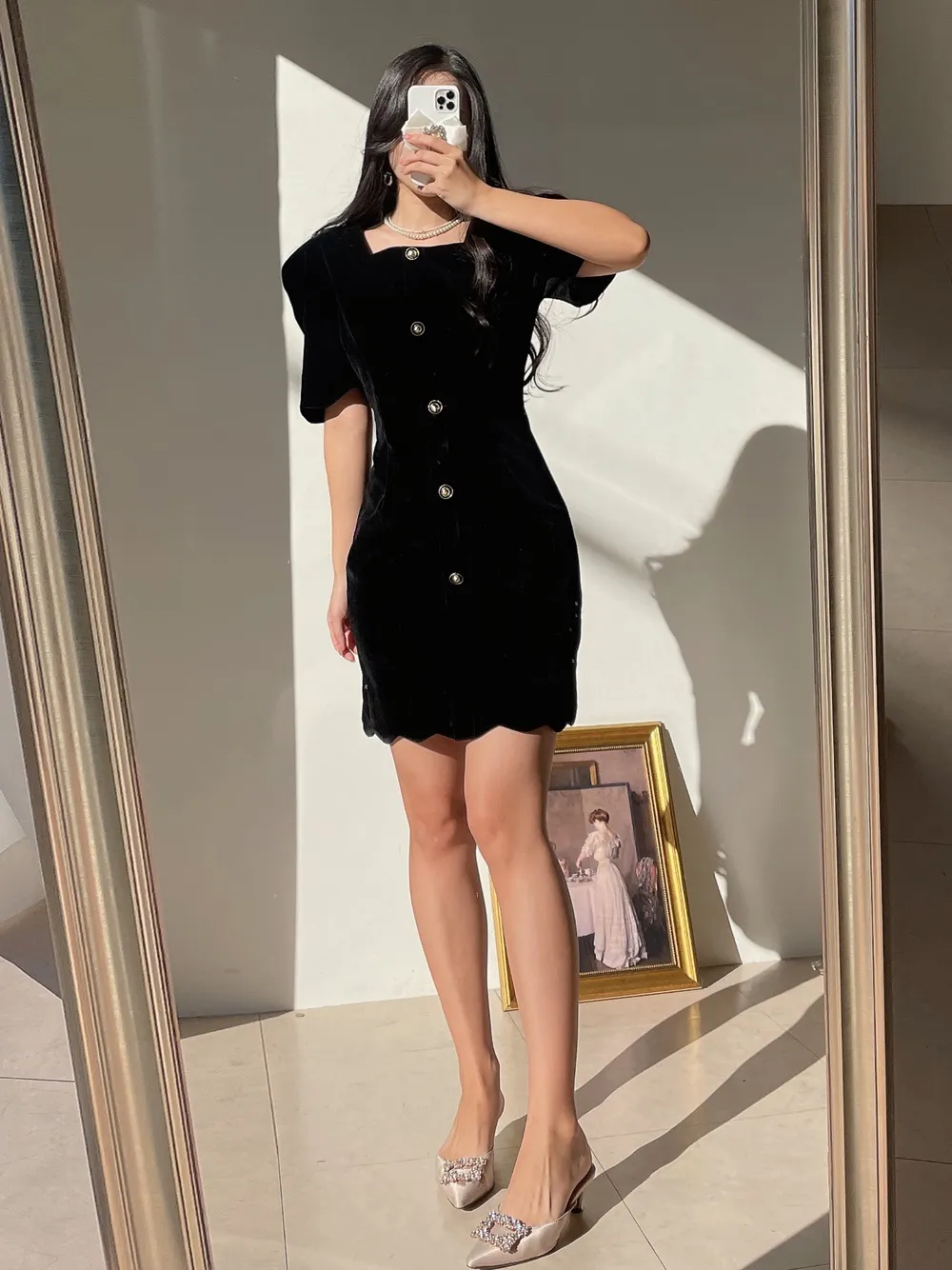 スクエアベロアミニワンピース | レディースファッション通販 - DHOLIC