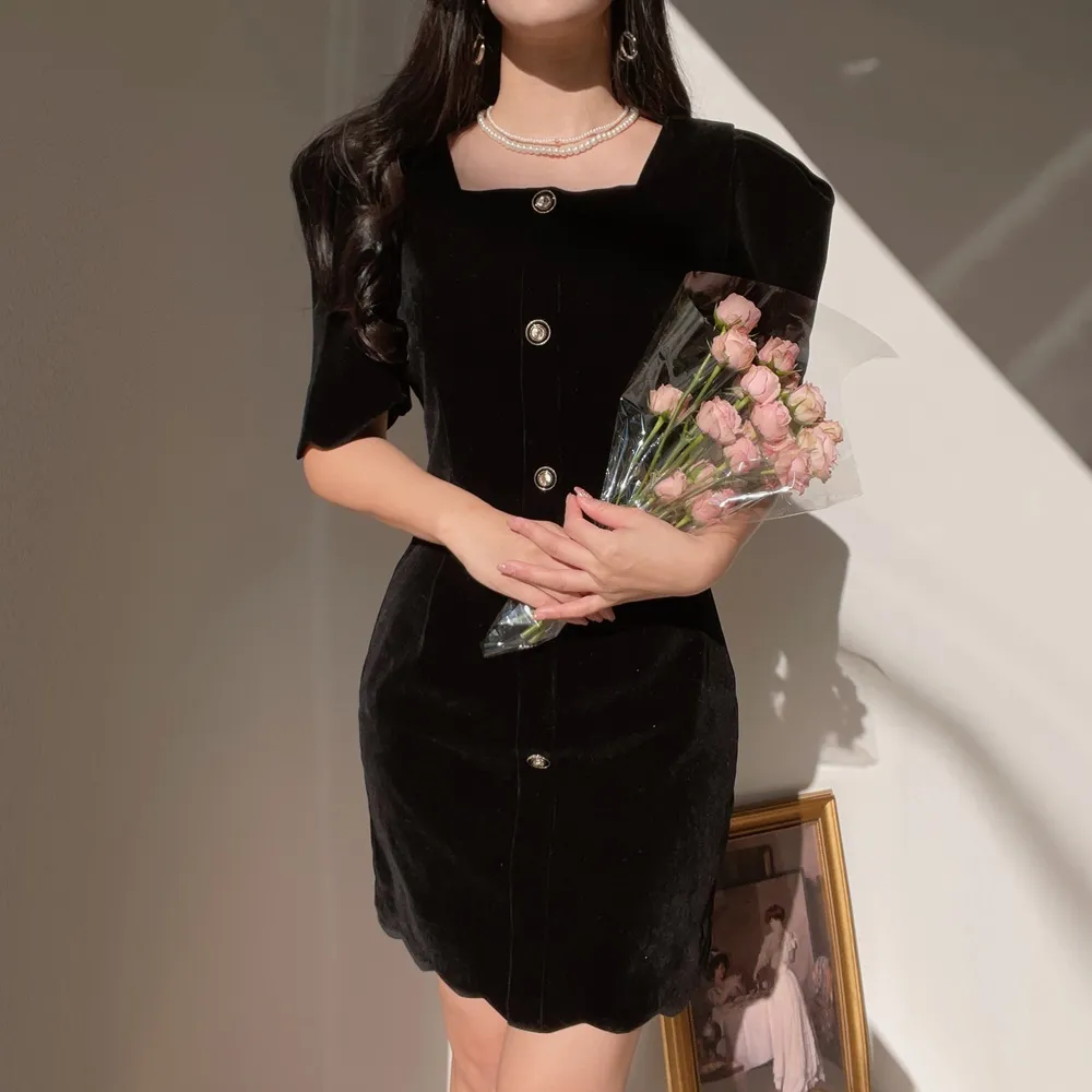 スクエアベロアミニワンピース | レディースファッション通販 - DHOLIC