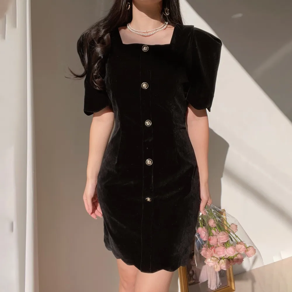 スクエアベロアミニワンピース | レディースファッション通販 - DHOLIC