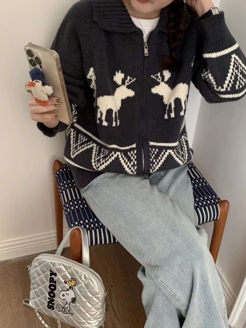 カラーノルディックジップカーディガン | 詳細画像12