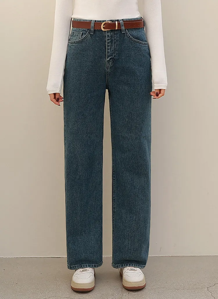 裏起毛ワイドフィットデニムパンツ | chicfox | 詳細画像1