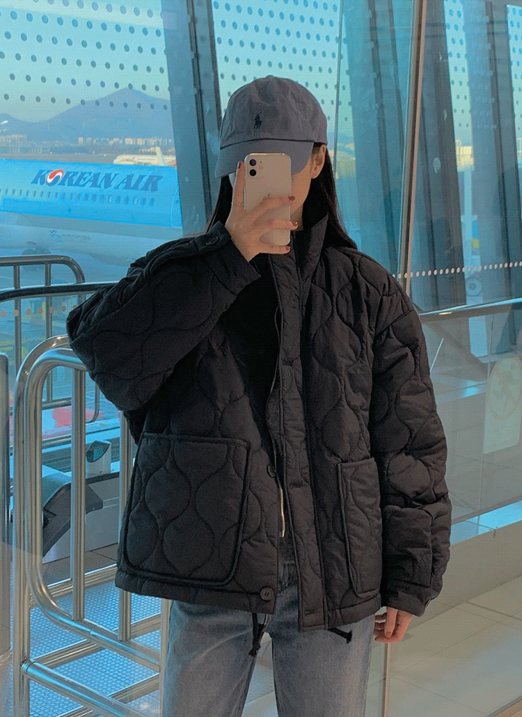 ハイネックウェーブキルティングジャケット | レディースファッション