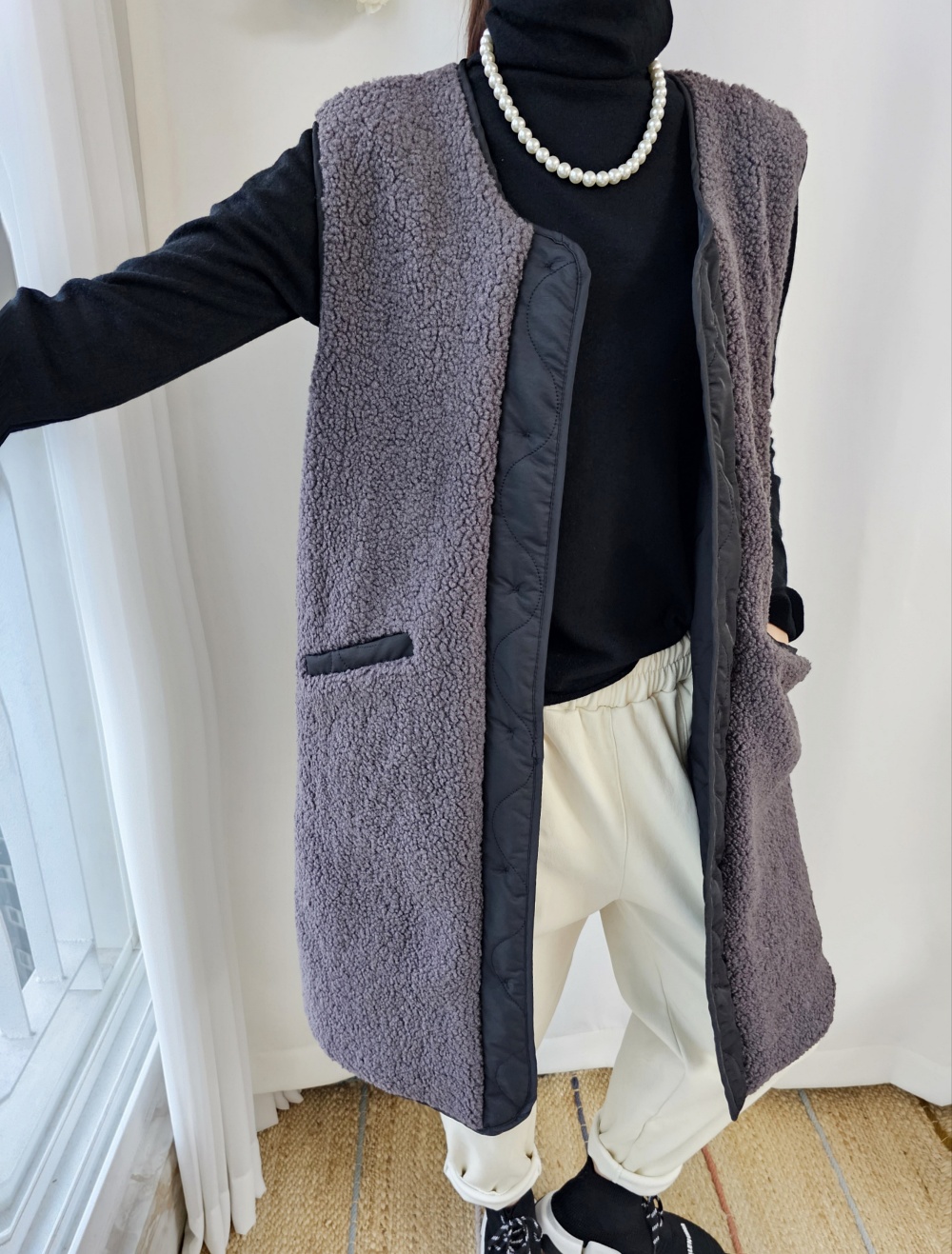 リバーシブルボアキルトロングベスト | 詳細画像5