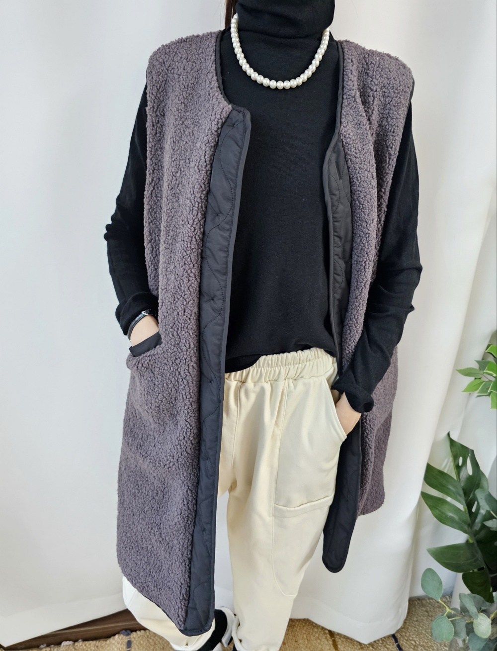 リバーシブルボアキルトロングベスト | 詳細画像6